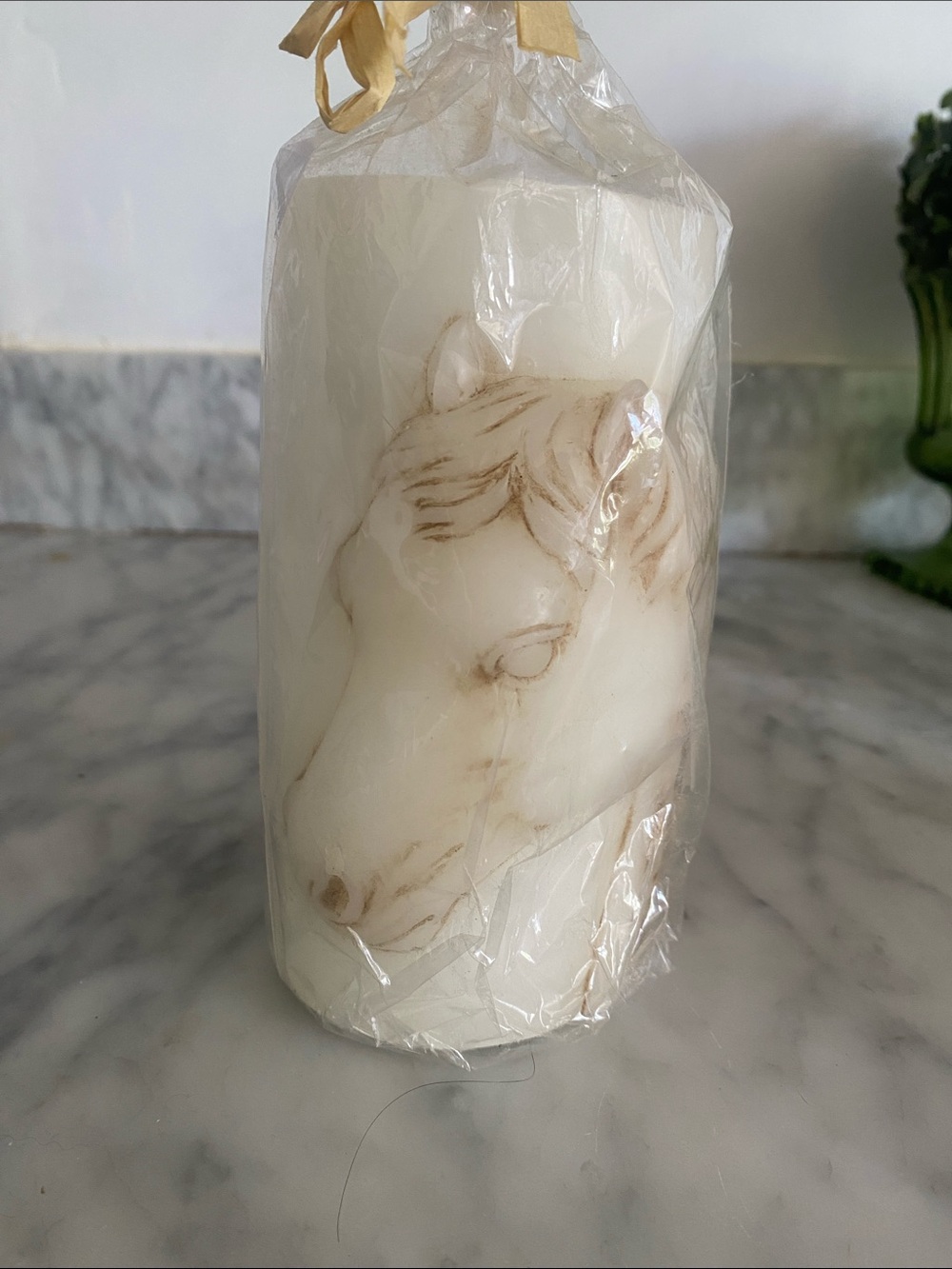 White Horse Sculpted Pillar Candle